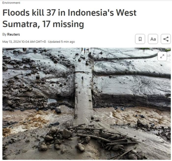 印尼大规模山洪引发熔岩流 已致37人遇难